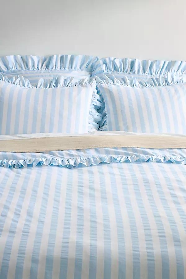 Cotton Striped Ruffle Printed Duvet Cover - Image 0