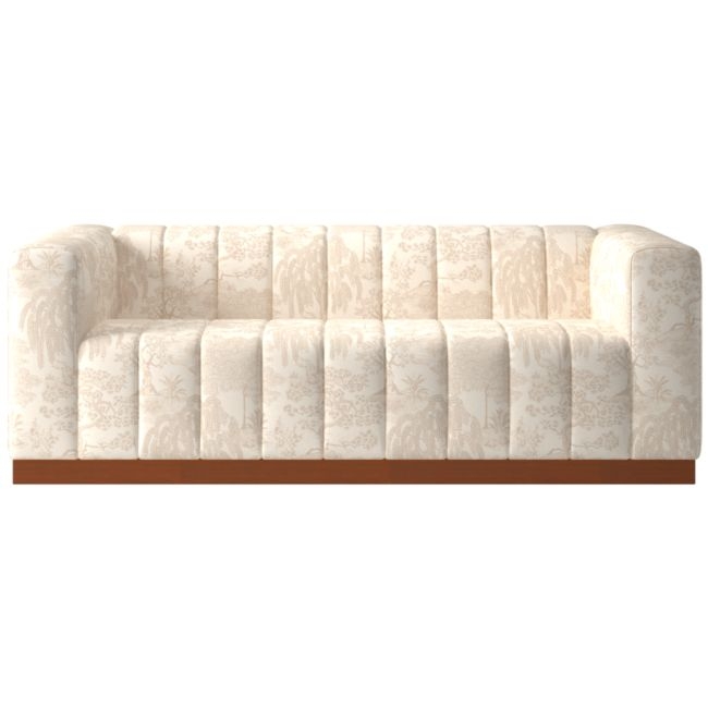 Forte 81" Willow Natural Sofa with Walnut Base - Image 0