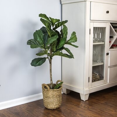 30" Artificial Fiddle Leaf Fig Tree in Basket - Image 0