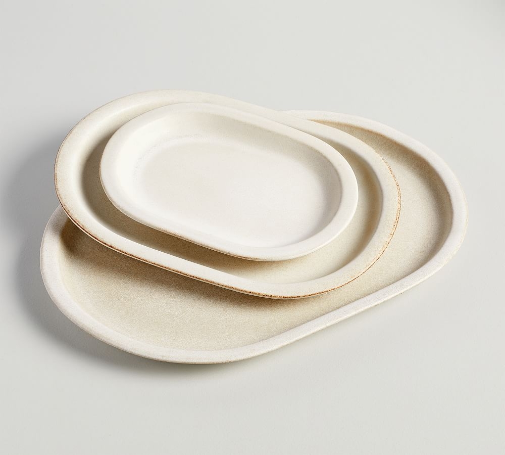Mendocino Stoneware Serving Platters, Set of 3 (small, large, xl) - Ivory - Image 0