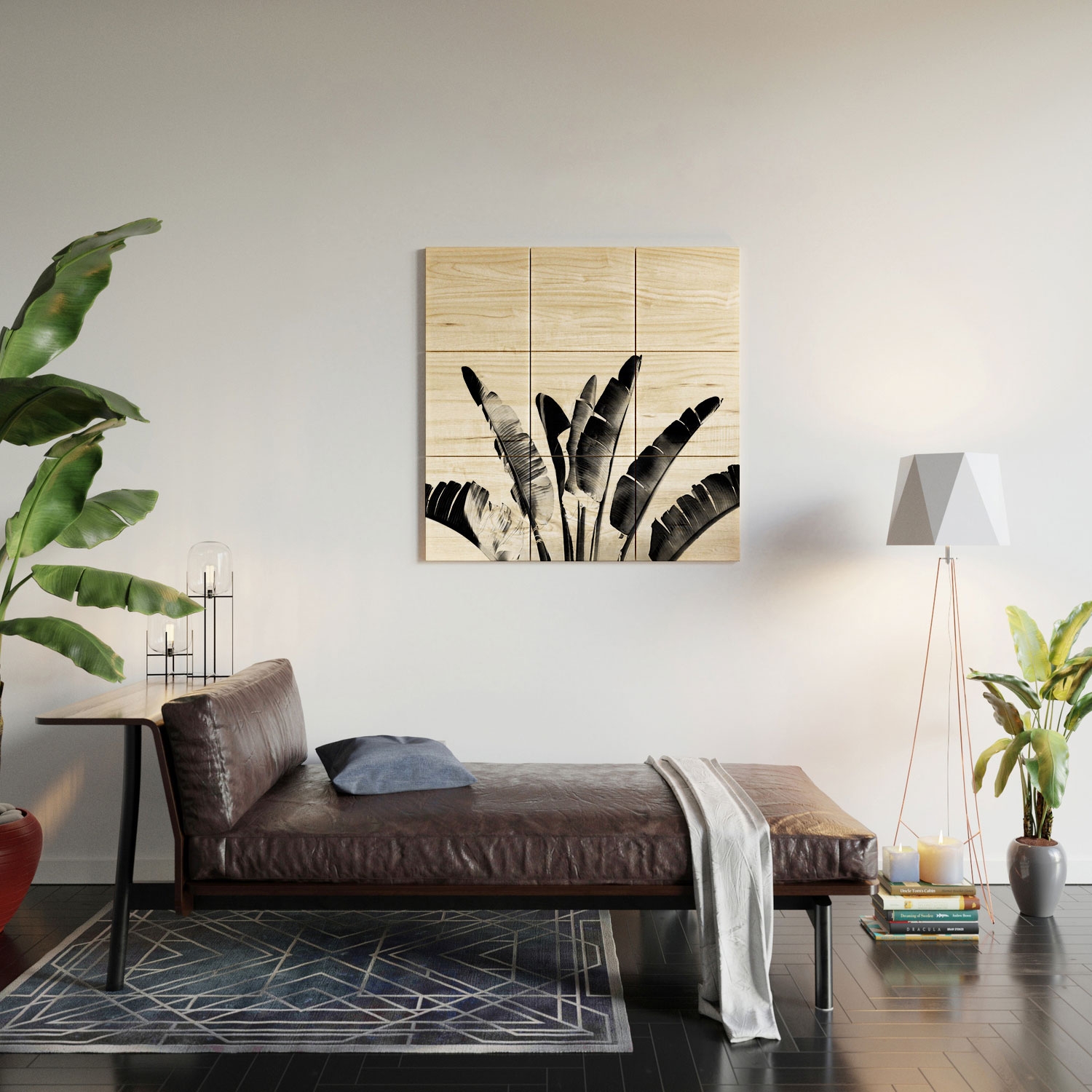 Traveler Palm Bw by Gale Switzer - Wood Wall Mural5' x 5' (Nine 20" wood Squares) - Image 3