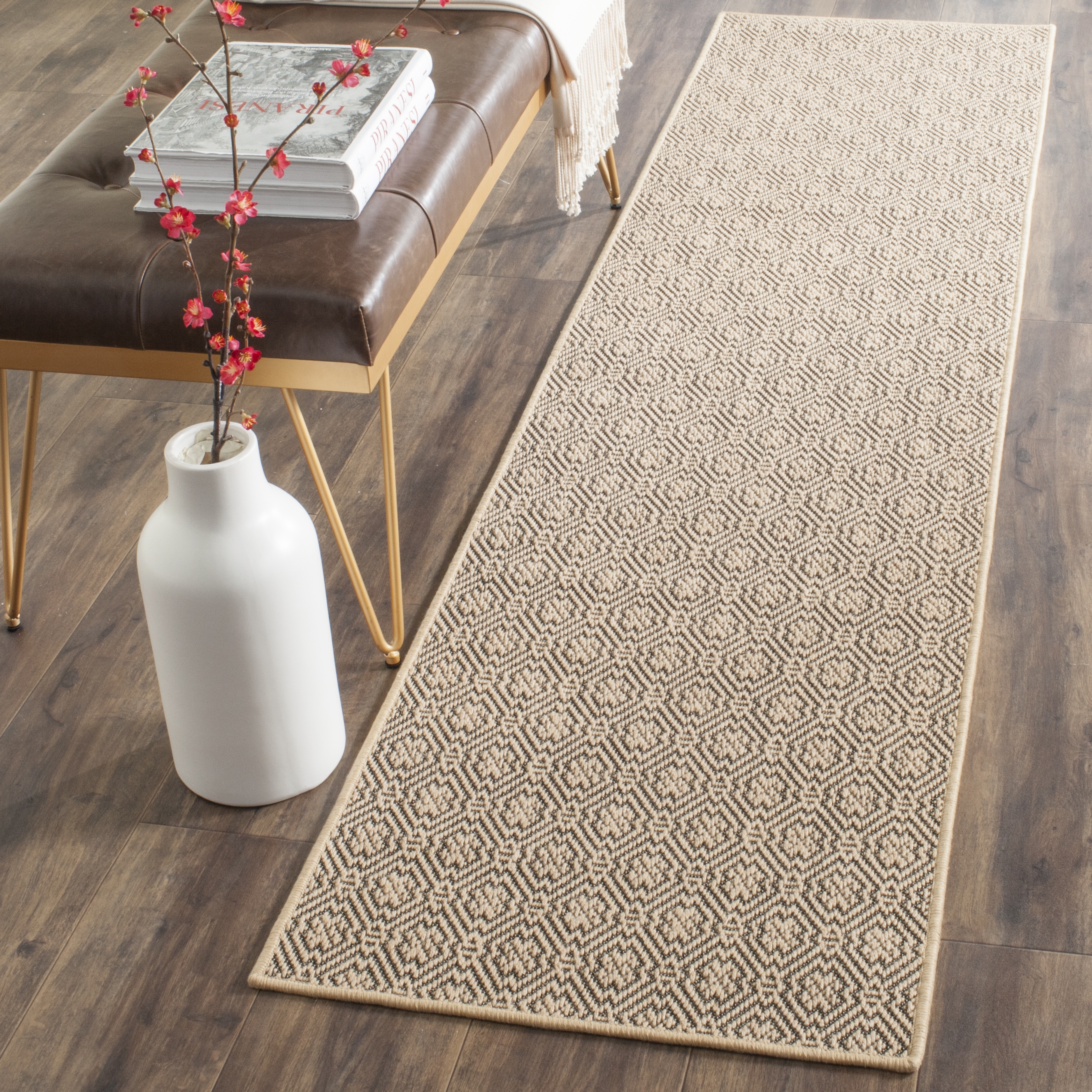 Arlo Home Hand Woven Area Rug, PAB512A, Natural/Black,  2' X 8' - Image 1