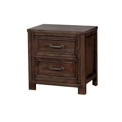 2 Drawers Nightstand With Antique Drawer Pulls In Dark Oak - Image 0