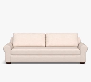 Big Sur Roll Arm Upholstered Grand Sofa 106", Down Blend Wrapped Cushions, Performance Heathered Basketweave Alabaster White - Image 4