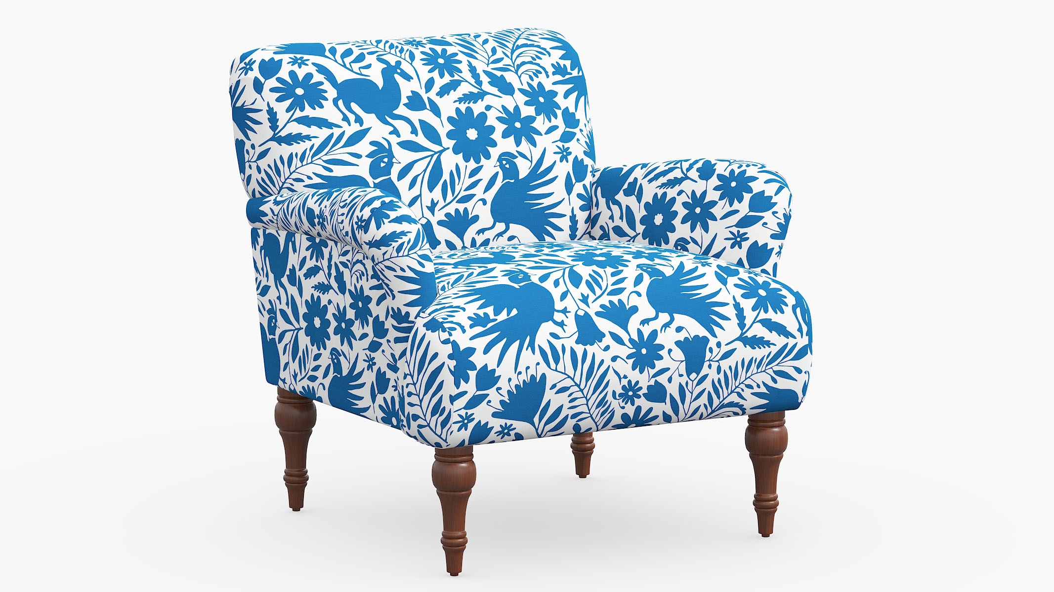 Traditional Accent Chair, Cerulean Frida - Image 0
