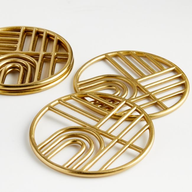 Gold Metal Coasters, Set of 4 - Image 0