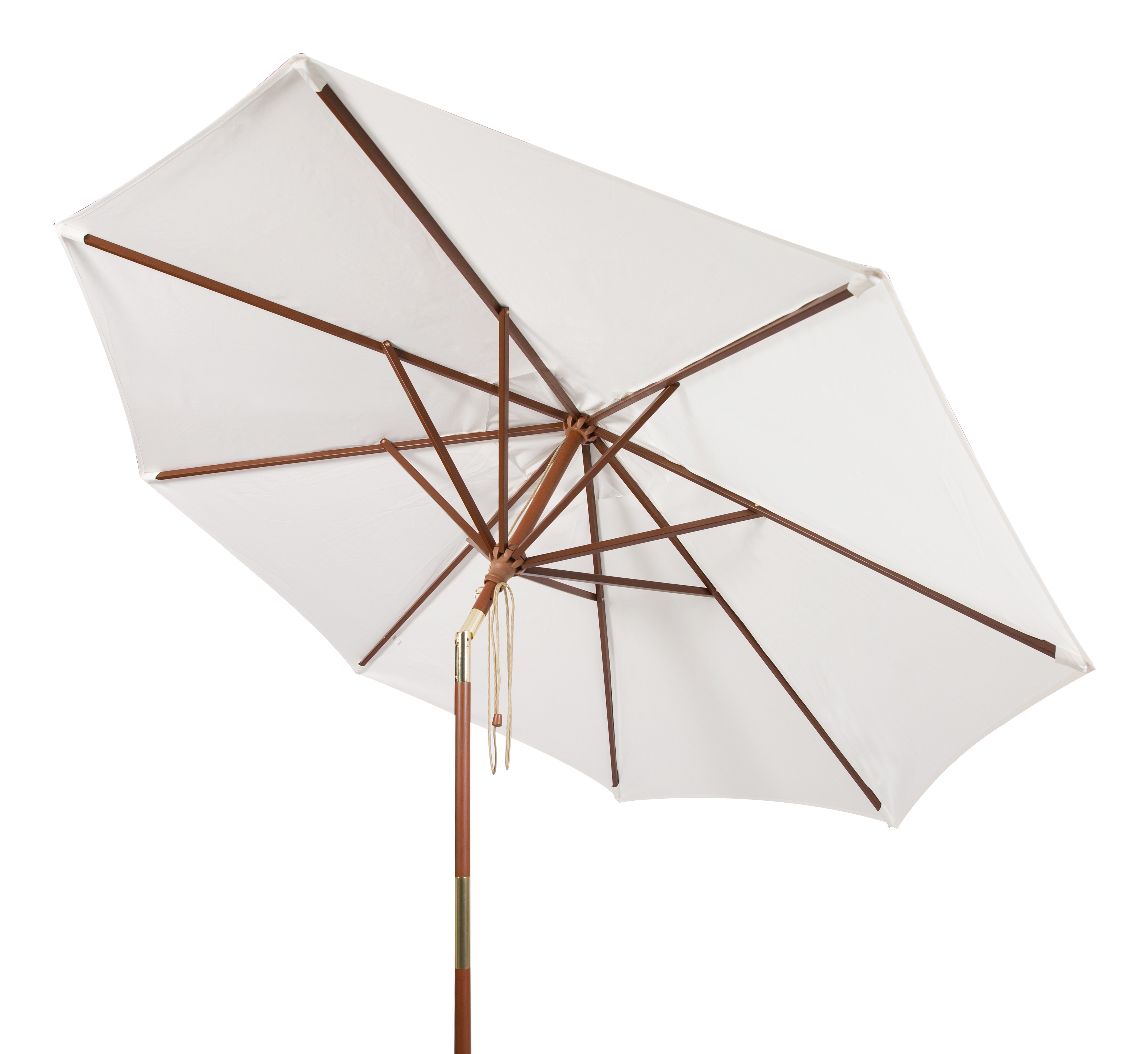 Cannes 9Ft Wooden Outdoor Umbrella, White - Image 1