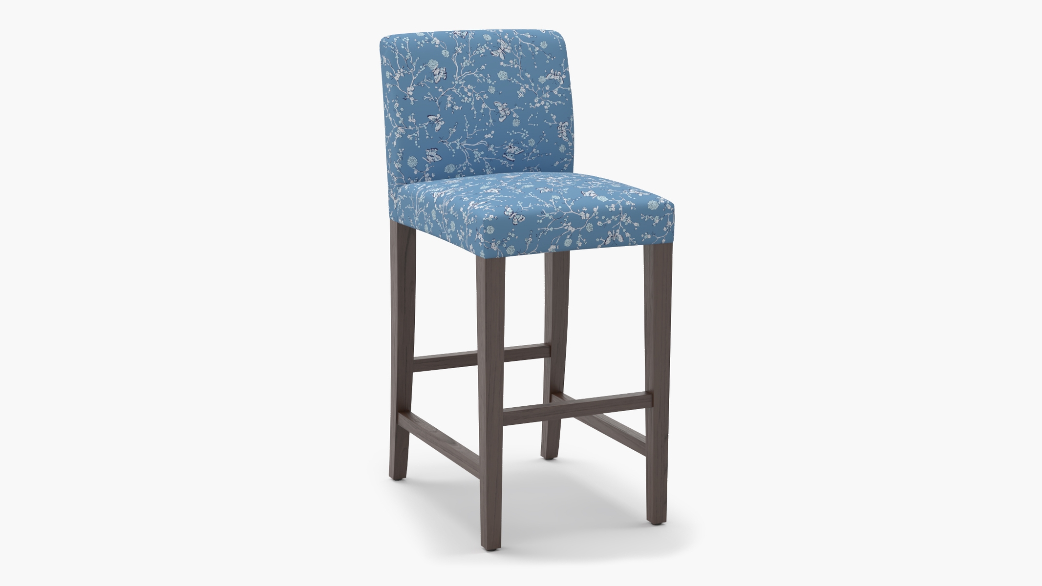 Signature Dining Bar Stool, Blue Mariposa, Espresso Square Tapered Leg - Image 1