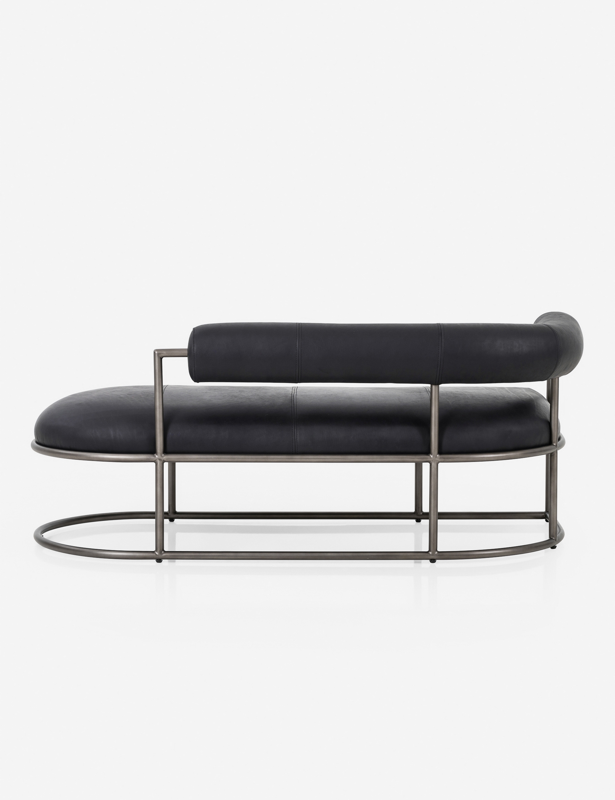 Patterson Left-Facing Leather Chaise, Black - Image 3