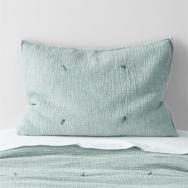 Aire Blue Crinkle Hand-Quilted Kids Pillow Sham - Image 0