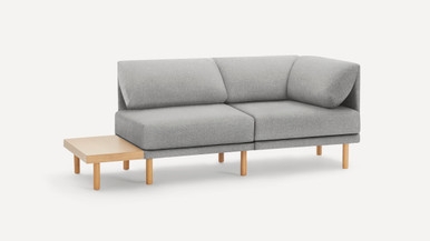 Range 2-Piece One Arm Sofa with Table - Ocean - Performance Velvet / Oak Legs and Table - Image 1