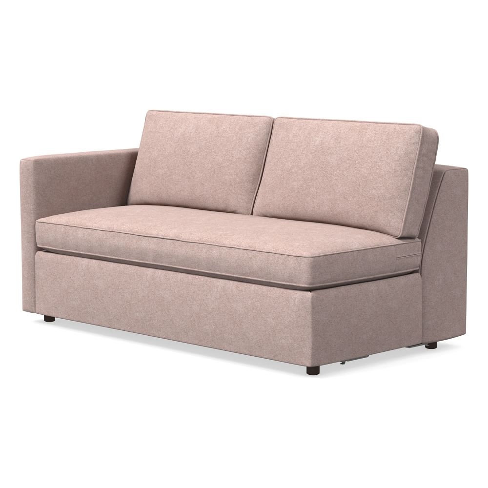 Harris Petite Left Arm 65" Sofa Bench, Poly, Distressed Velvet, Mauve, Concealed Supports - Image 0