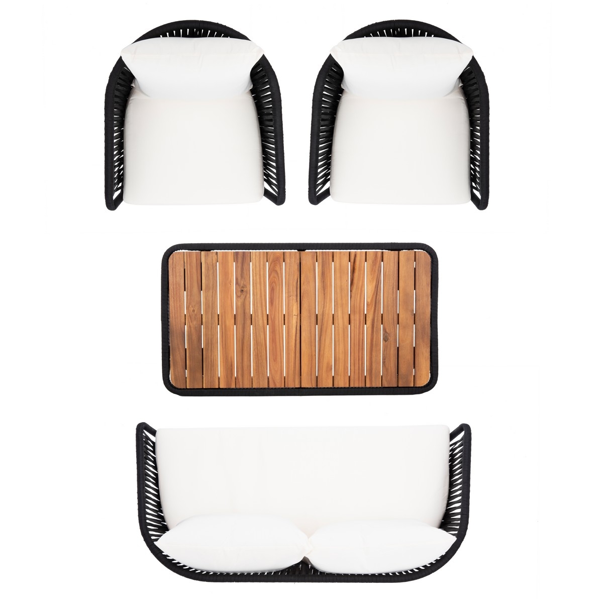 Ransin 4 Pc Living Set - Black/Beige - Safavieh - Image 4