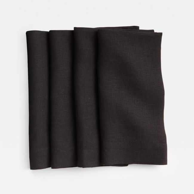 Marin Ink Black EUROPEAN FLAX ™-Certified Linen Napkin, Set of 4 - Image 0