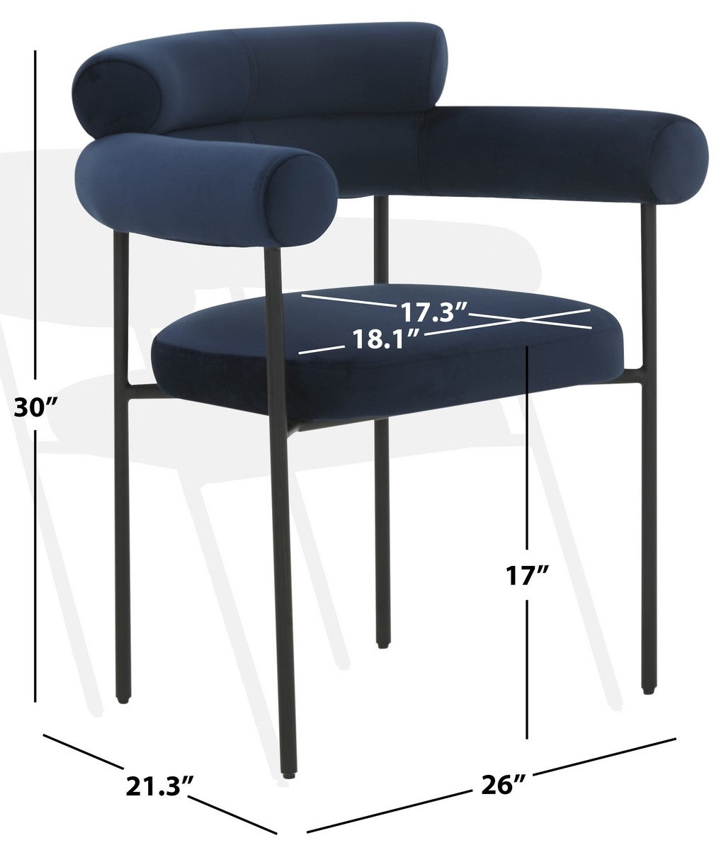 Jaslene Curved Back Dining Chair - Navy / Black - Image 5