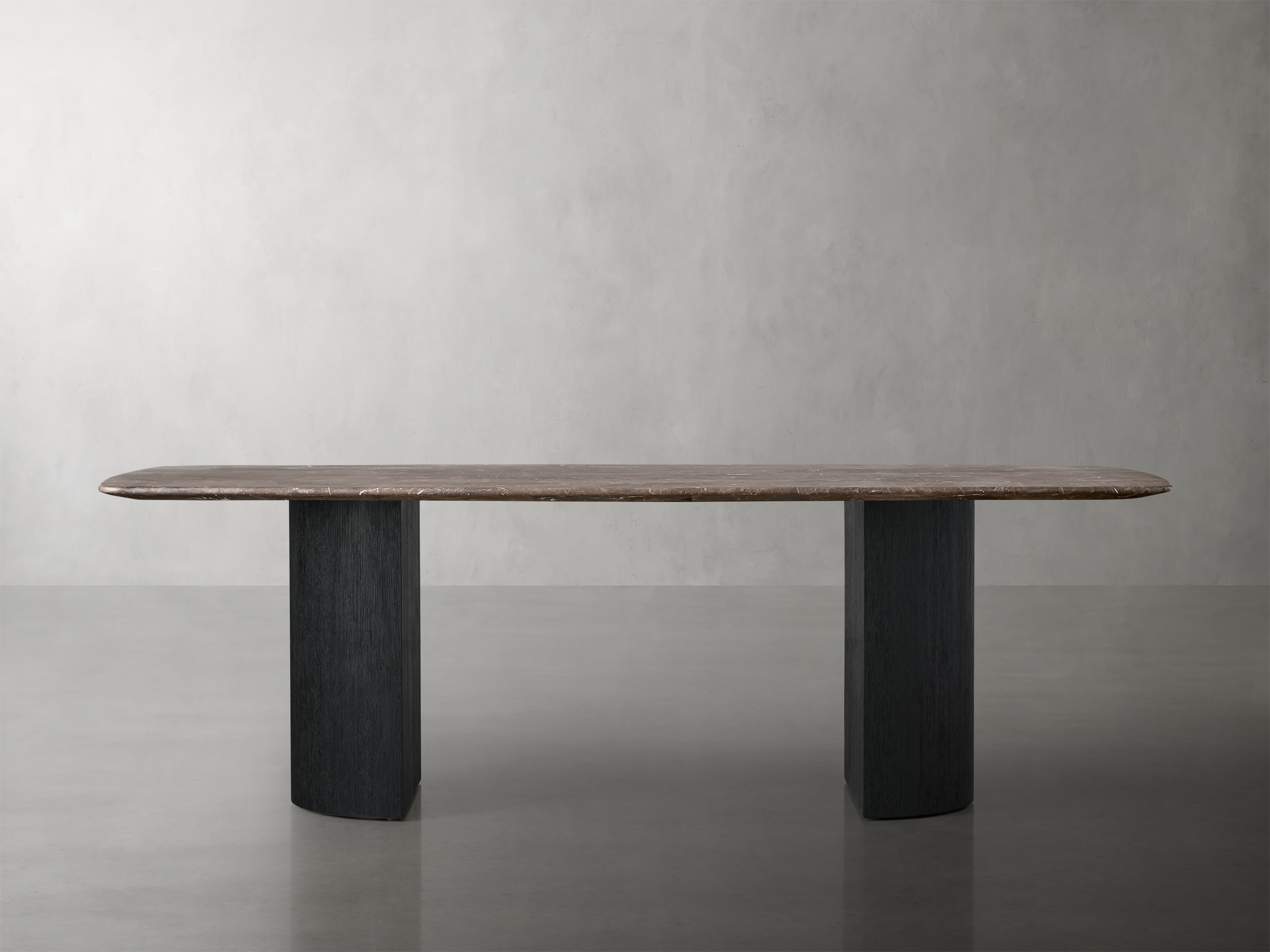 Saint Germain Dining Table with Dauphine Base Stone 96" in Brown  Espresso/Ebony - Image 0