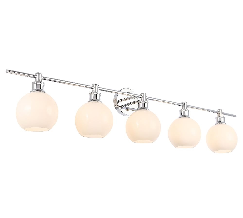 Collem Quintuple Sconce, 47", Chrome and Frosted White Glass - Image 0