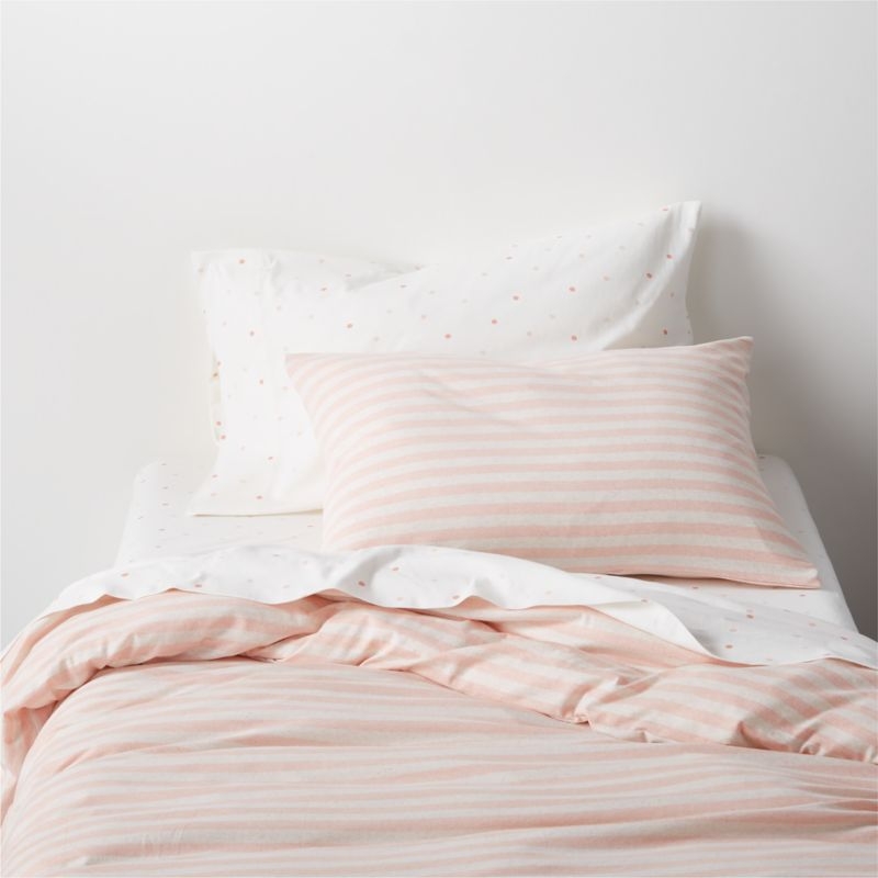 Comfy Tee Pink Stripe Organic Cotton Jersey Kids Pillow Sham - Image 1