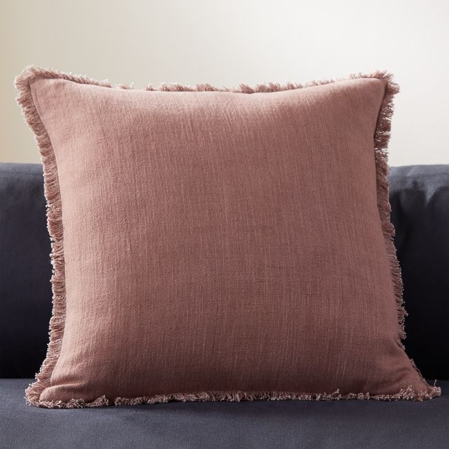 Eyelash Pillow with Feather-Down Insert, Mauve, 20" x 20" - Image 1
