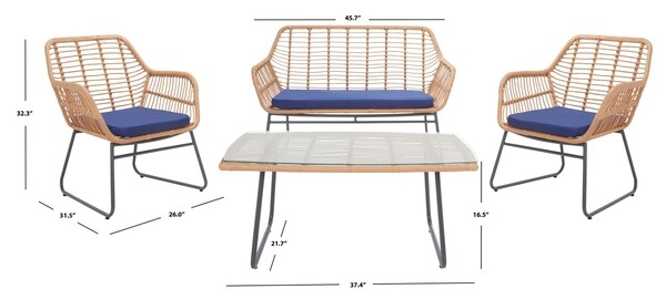 Roston 4 Pc Living Set - Natural/Navy - Safavieh - Image 9