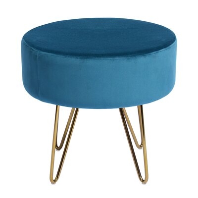 Decorative Velvet Round Shaped Ottoman With Metal Legs Modern Cocktail Footstool Coffee Table Living Room Bedroom - Image 0