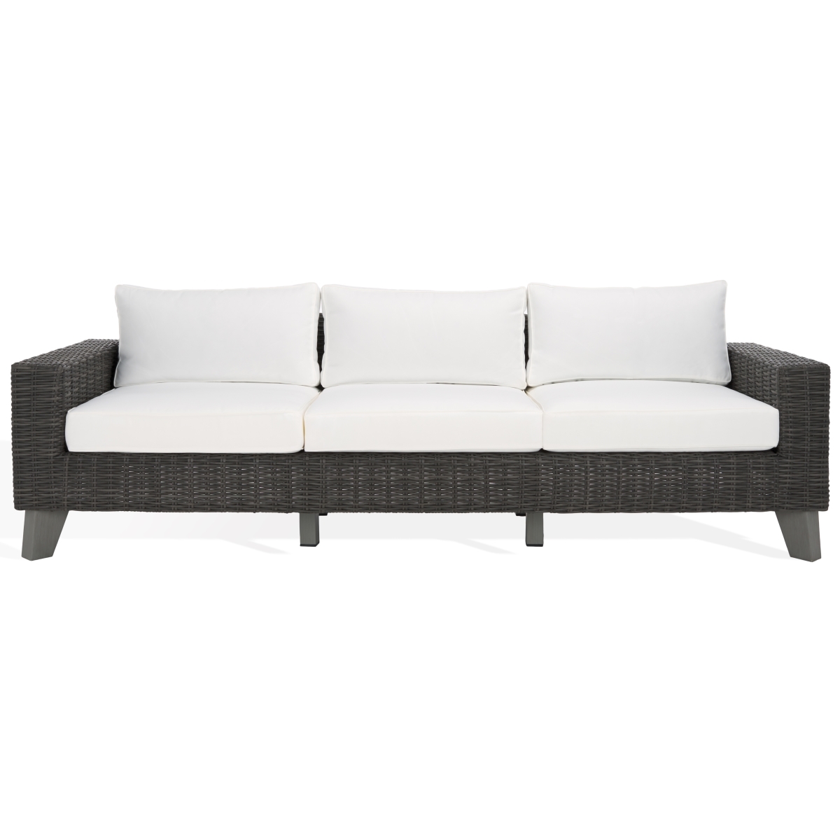 Margarita Wicker Patio Sofa - Dark Grey/White - Image 0