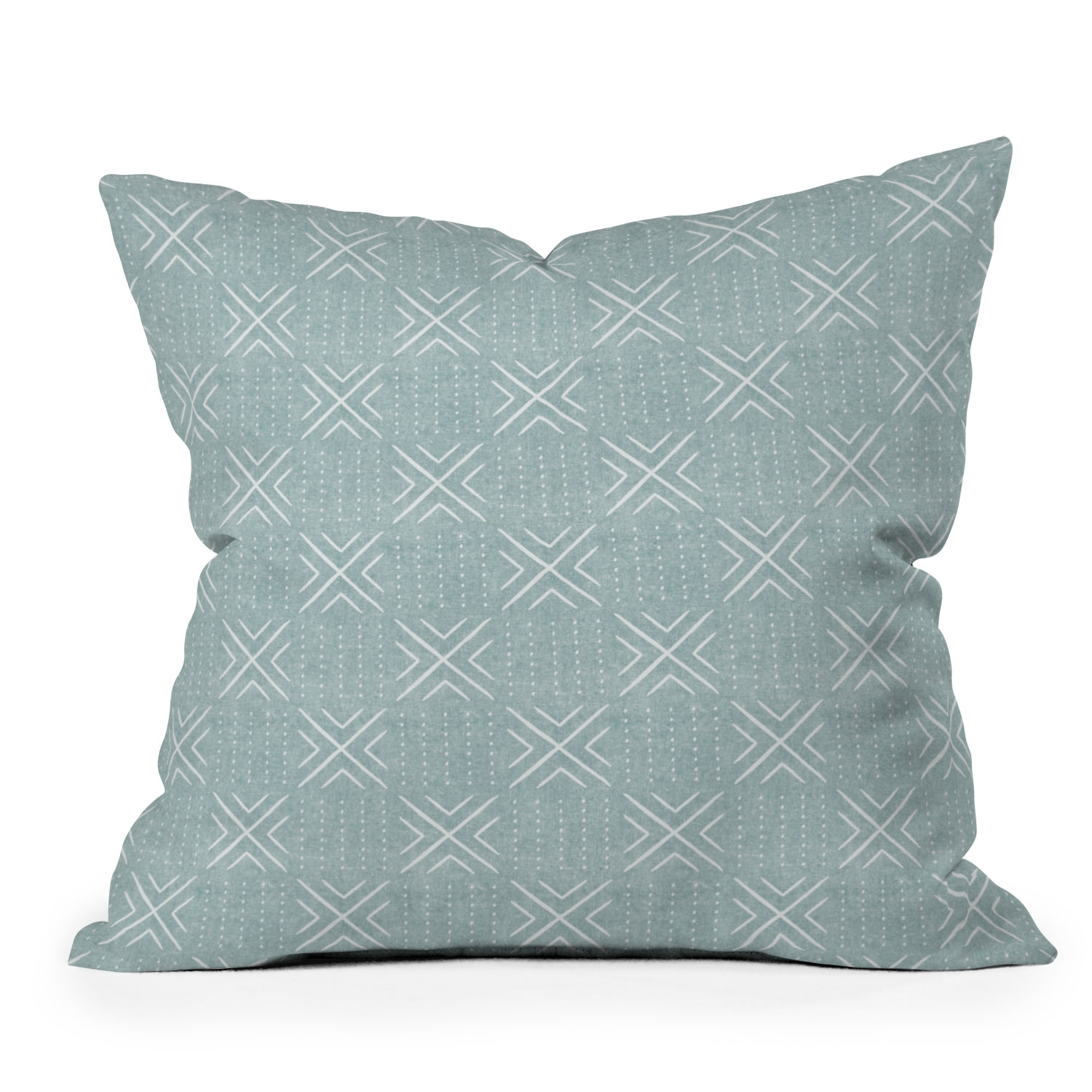 Mud Cloth Tile Dusty Blue by Little Arrow Design Co - Outdoor Throw Pillow 18" x 18" - Image 0