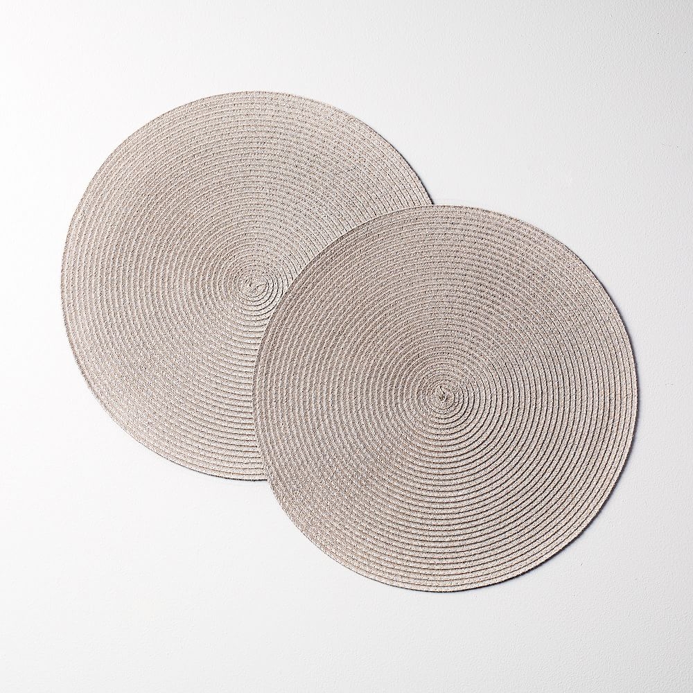Round Woven Placemats, Metallic, Set of 2 - Image 0