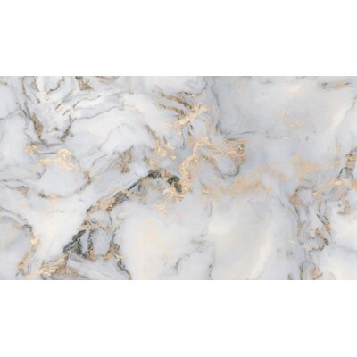 Lemoore Peel And Stick White Marble Pattern Gold Abstract Removable Wallpaper - Image 0