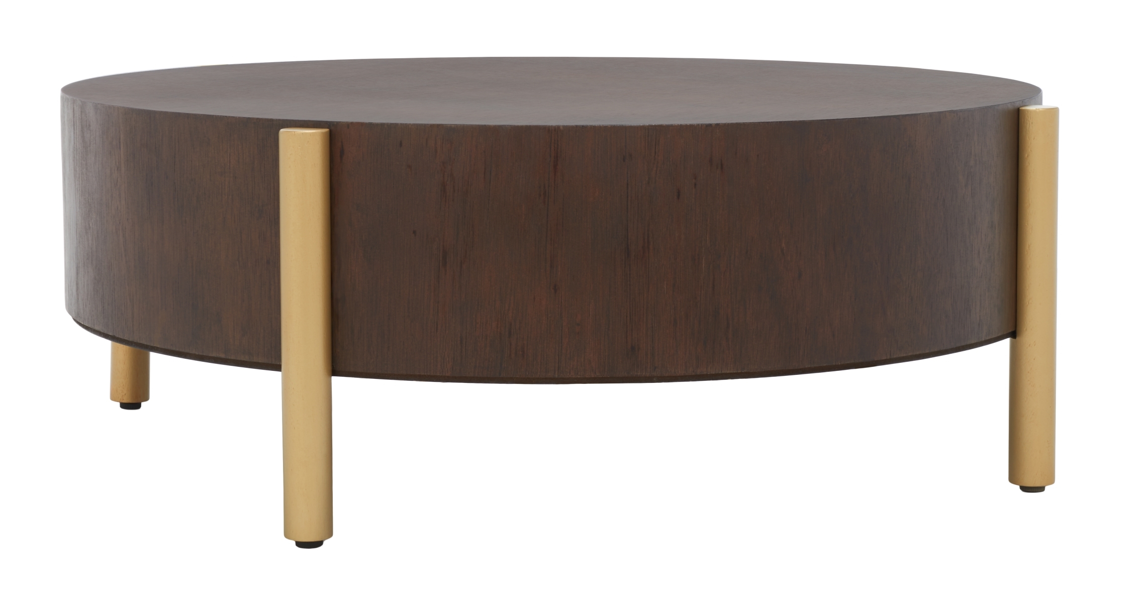 Diangela Round Coffee Table - Dark Oak / Gold - Safavieh - Image 5