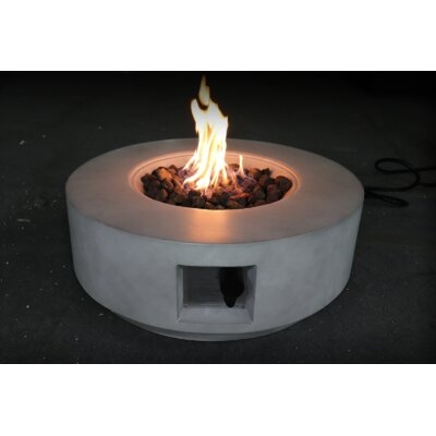 Rashid 11" H x 30" W Fiber Reinforced Concrete Propane Gas Outdoor Fire Pit Table with Lid - Image 0