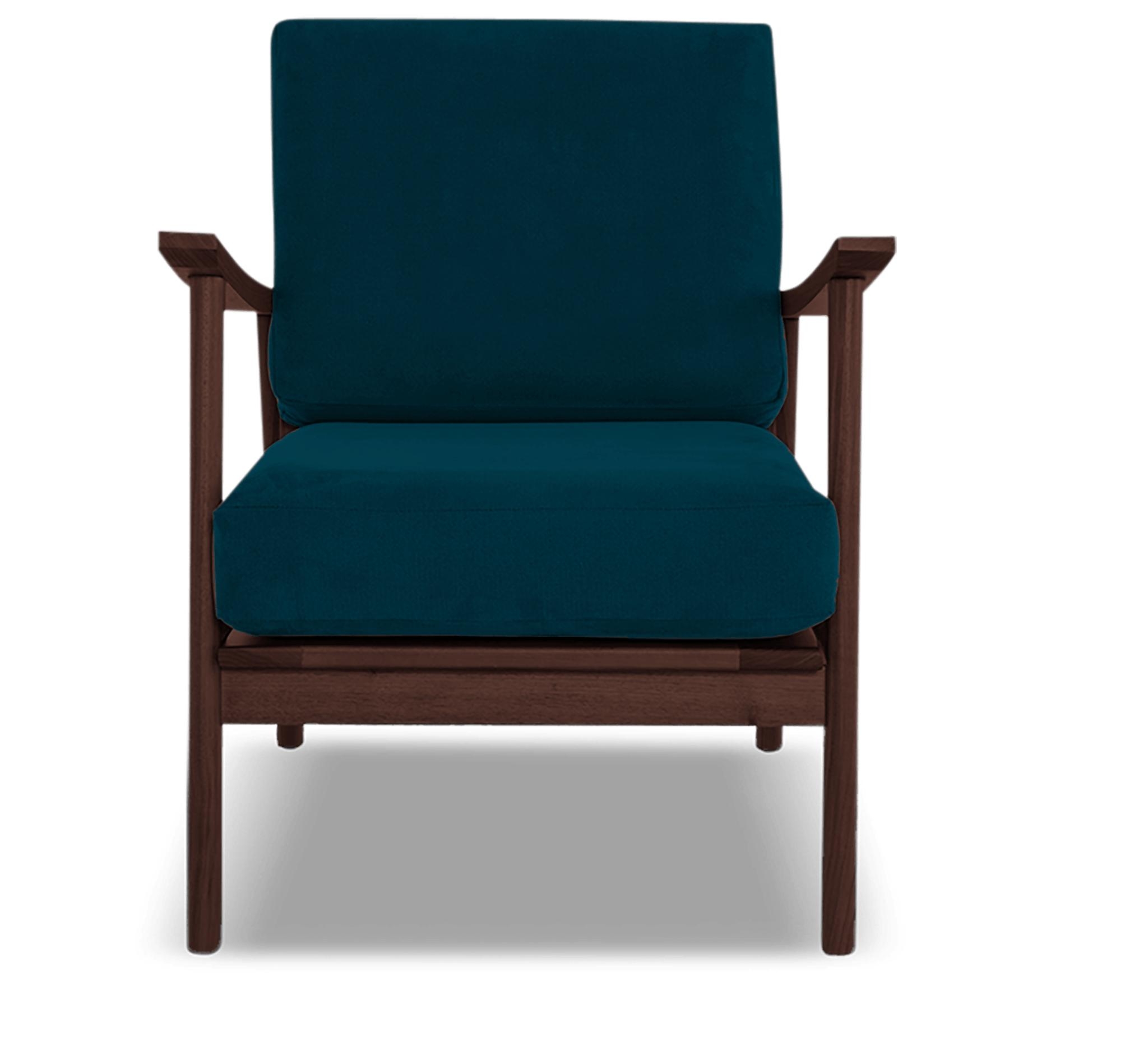 Blue Paley Mid Century Modern Chair - Key Largo Zenith Teal - Walnut - Image 0