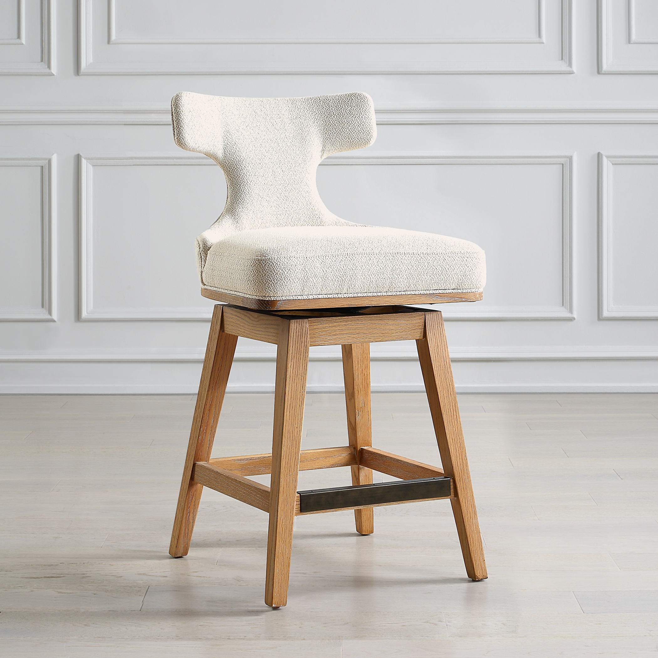 Klismos Off-White Fabric Counter Stool - Image 2