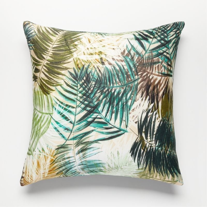 20'' Brush Stroke Palm Pillow with Feather-Down Insert - Image 1