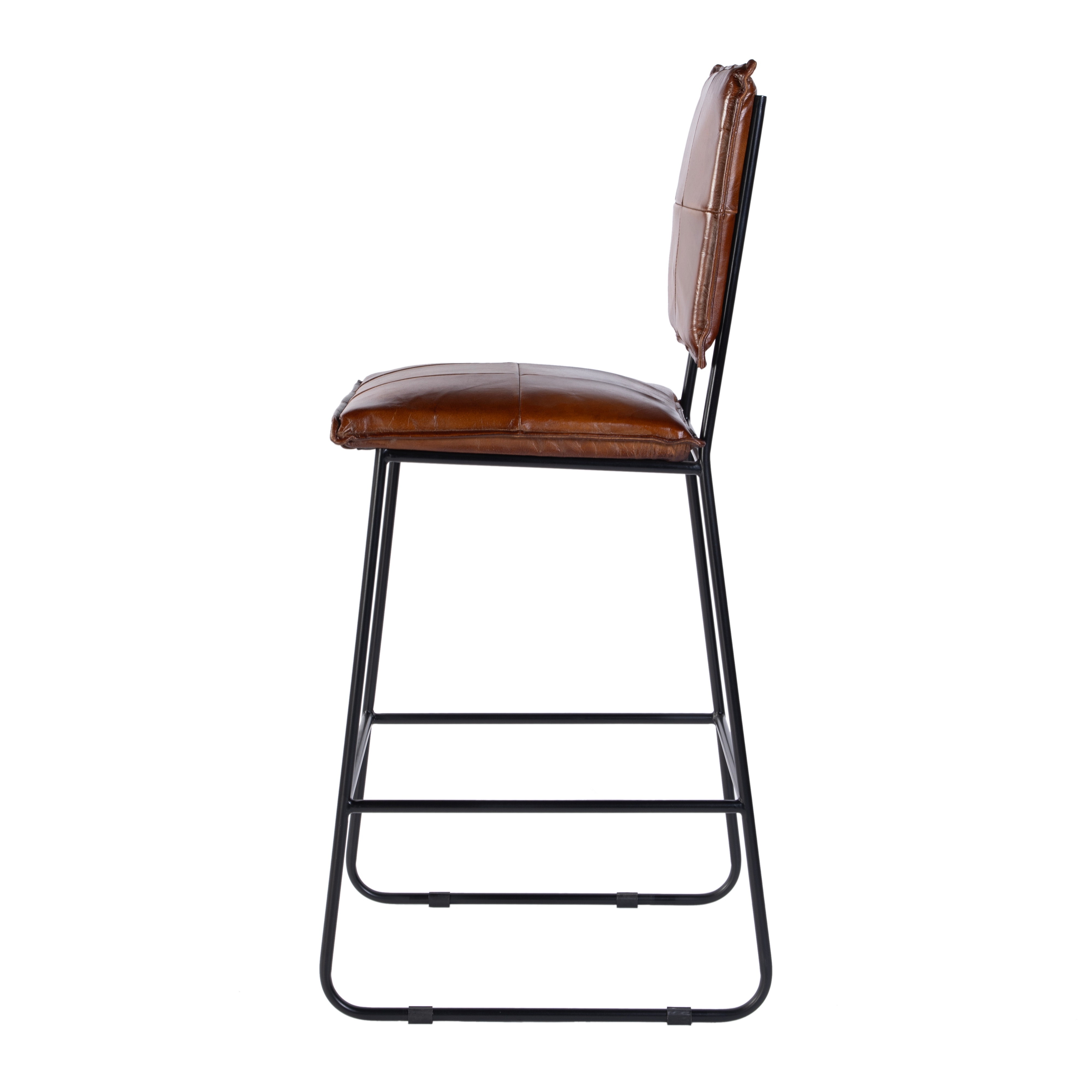 Niles Brown Leather Bar Stool - Image 2