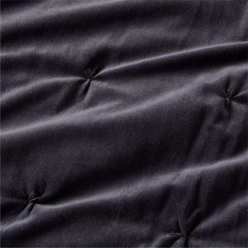 Organic Cotton Linen Velvet Midnight Navy Euro Bed Pillow Sham - Image 2