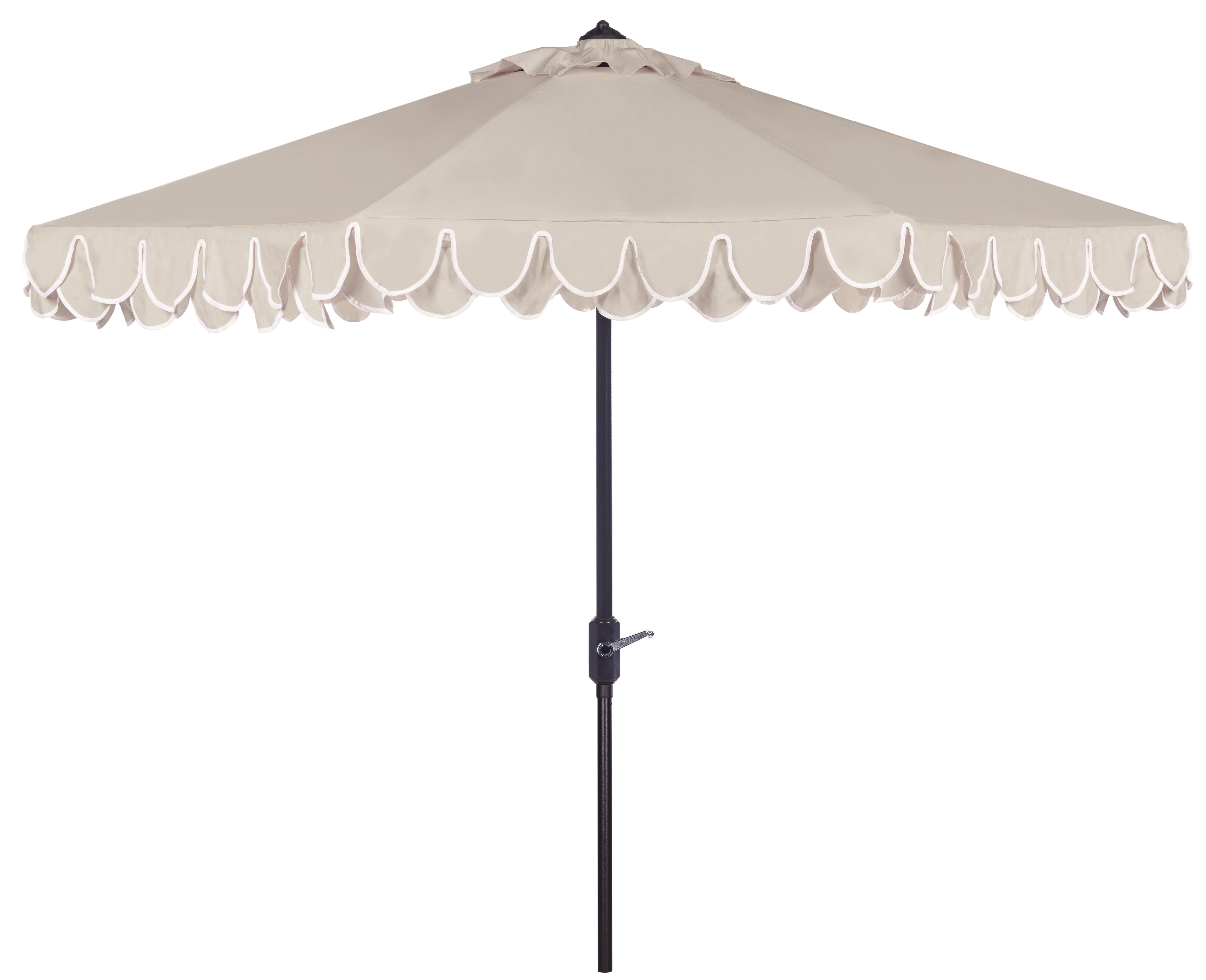 Uv Resistant Elegant Valance 9Ft Auto Tilt Umbrella - Beige/White - Arlo Home - Image 0