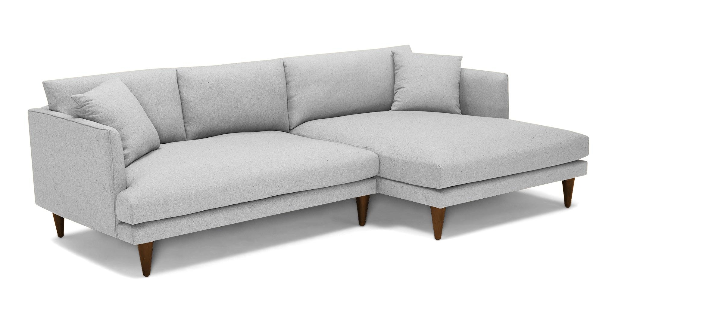 Gray Lewis Mid Century Modern Sectional - Milo Dove - Mocha - Right - Cone - Image 1