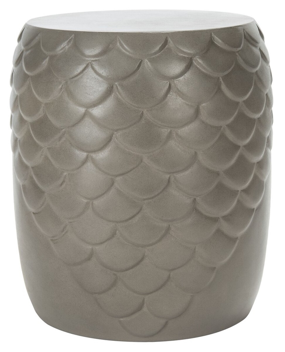 Julyvia Concrete Accent Stool - Dark Grey - Safavieh - Image 0