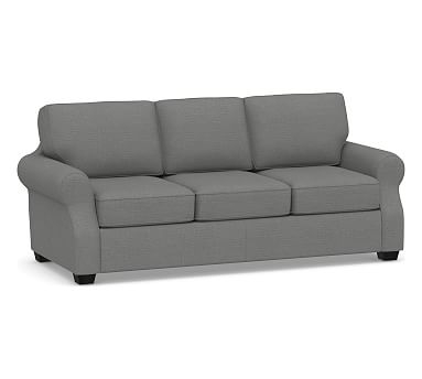 SoMa Fremont Roll Arm Upholstered Grand Sofa 81", Polyester Wrapped Cushions, Basketweave Slub Charcoal - Image 0