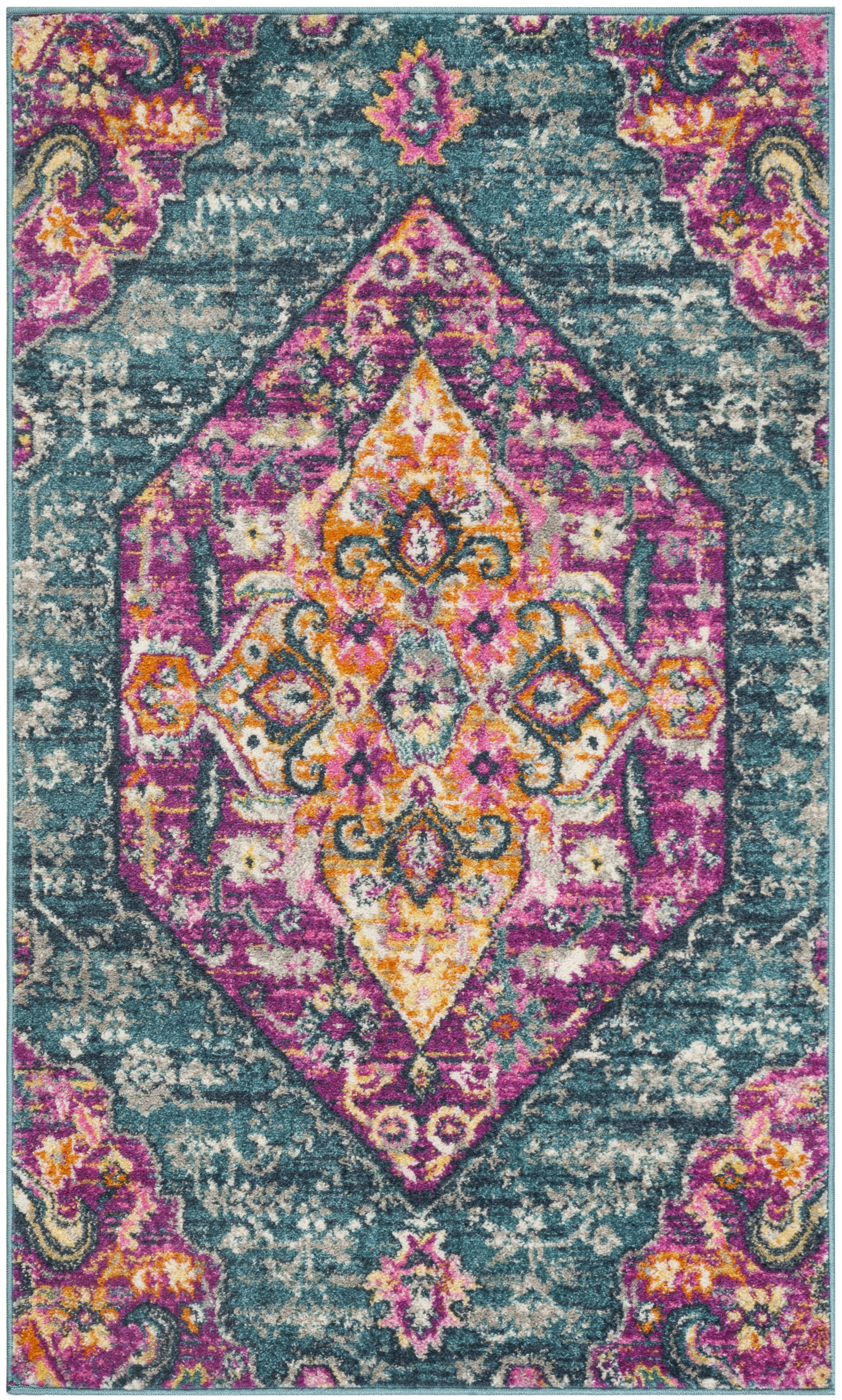 Arlo Home Woven Area Rug, MAD119C, Blue/Fuchsia,  3' X 5' - Image 0