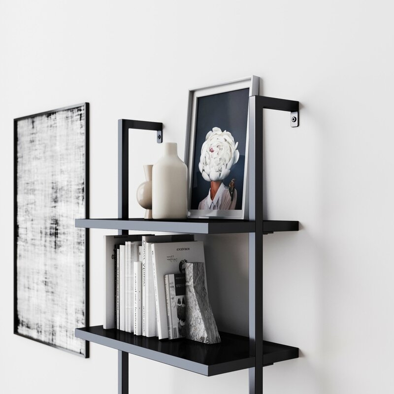 Kanissa 72.5'' H x 24'' W Steel Ladder Bookcase - Image 3