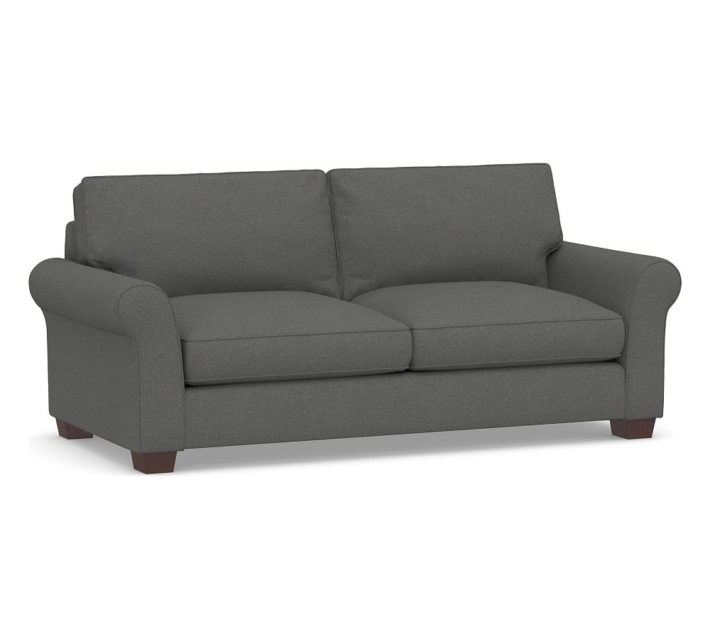 PB Comfort Roll Arm Upholstered Sleeper Sofa, Memory Foam Cushions, Park Weave Charcoal - Image 0