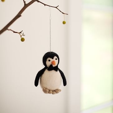 Felt Animal Ornament, Penguin With Bowtie - Image 1