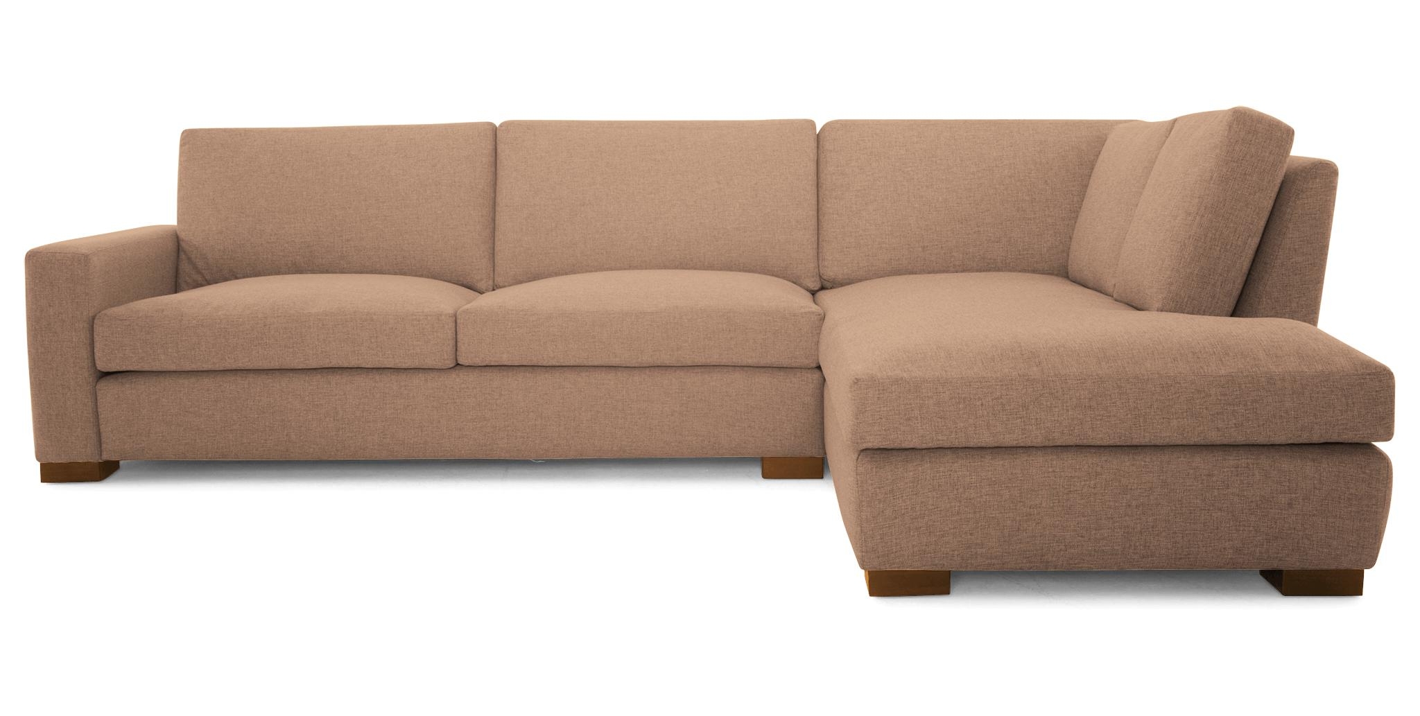 Pink Anton Mid Century Modern Sectional with Bumper - Royale Blush - Mocha - Right  - Image 0