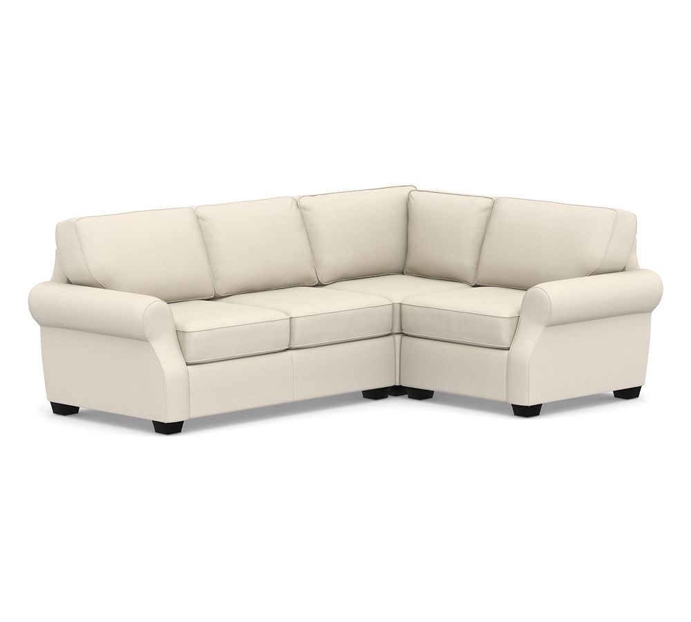 SoMa Fremont Roll Arm Upholstered Left Arm 3-Piece Corner Sectional, Polyester Wrapped Cushions, Performance Brushed Basketweave Ivory - Image 0