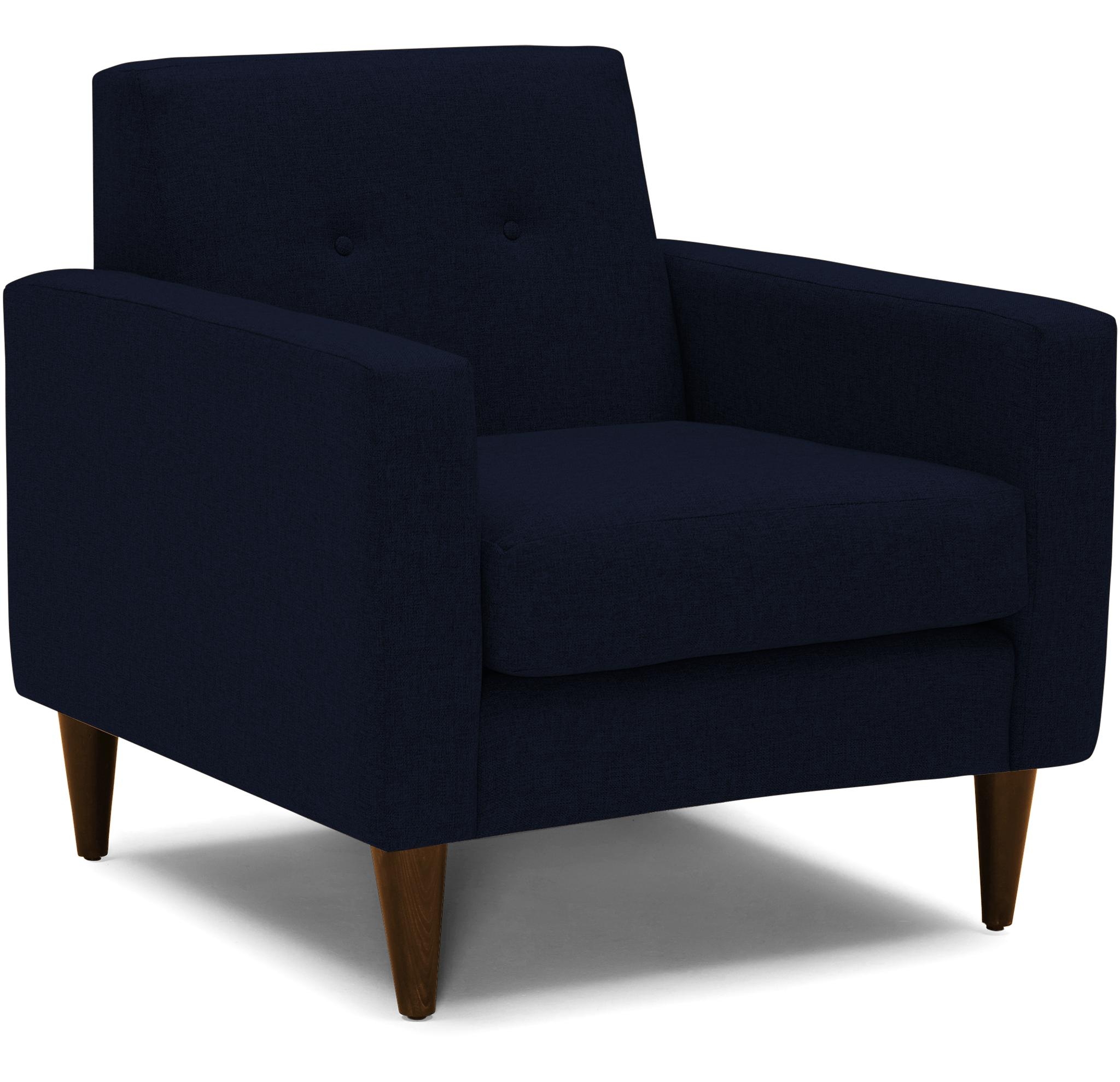 Blue Korver Mid Century Modern Apartment Chair - Bentley Indigo - Mocha - Image 1