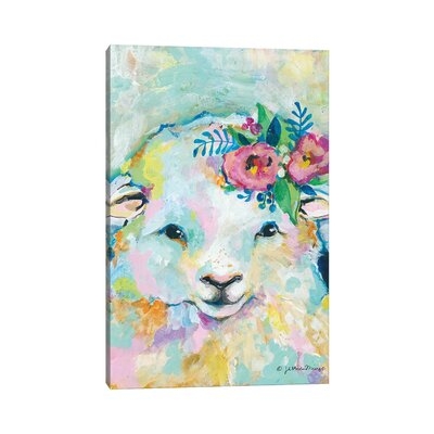 Happy Sheep by Jessica Mingo - Wrapped Canvas Painting Print - Image 0