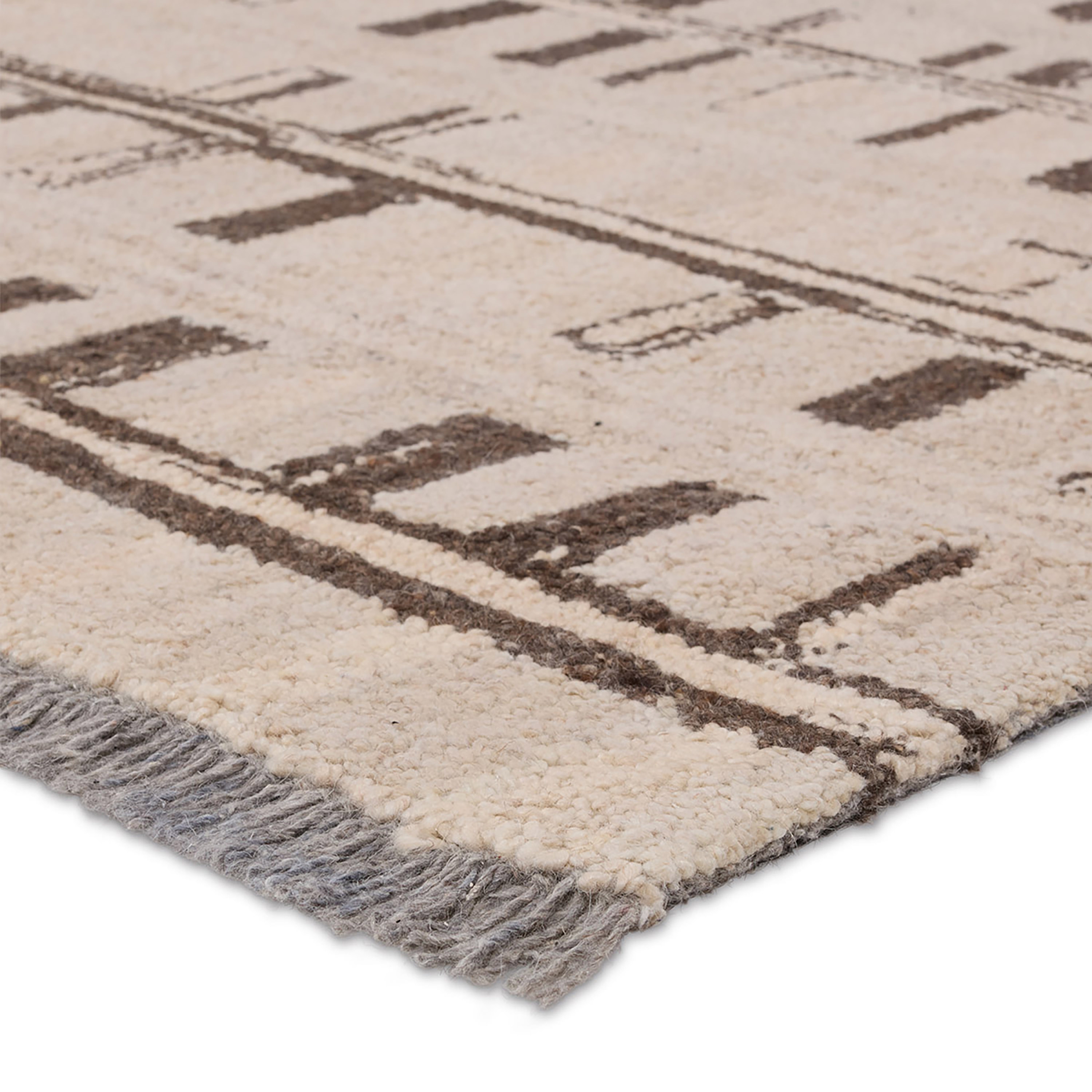 Emir HAD04 Handmade Striped Brown and Taupe Area Rug (6'x9') - Image 1