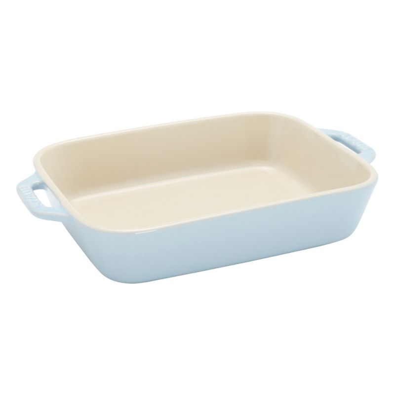 Staub Macaron Light Blue 3-Piece Rectangular Stoneware Baking Dish Set - Image 4